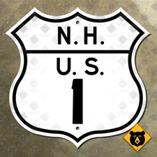 New Hampshire US 1 Portsmouth highway route marker road 1949 sign shield 16x16