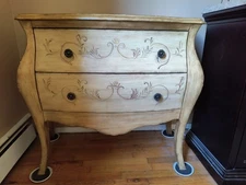 Vintage Wood Bombay Chest 2 Drawer Painted Floral Dresser 40"x18.5"x35"