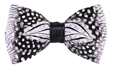 Novelty Feather Bow Tie Natural Material Handmade Pre One Size Wihte With Black