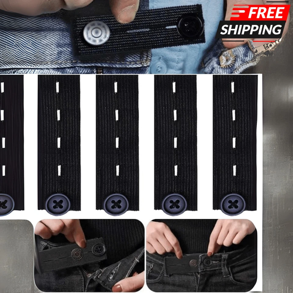 4x Extensores de Botones Elásticos para Jeans Cintura Expansor Pantalones Extensión de Cintura Foto 2 de 4