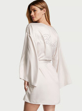 Victoria's Secret Satin Short Robe - Coconut White