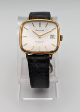 Vintage Accurist Shockmaster Swiss Manual Wind Gold Plated Mens Watch Date