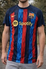 FC Barcelona Jersey Adult Blue Red Stripe Nike Soccer Football Spotify Men Sz L
