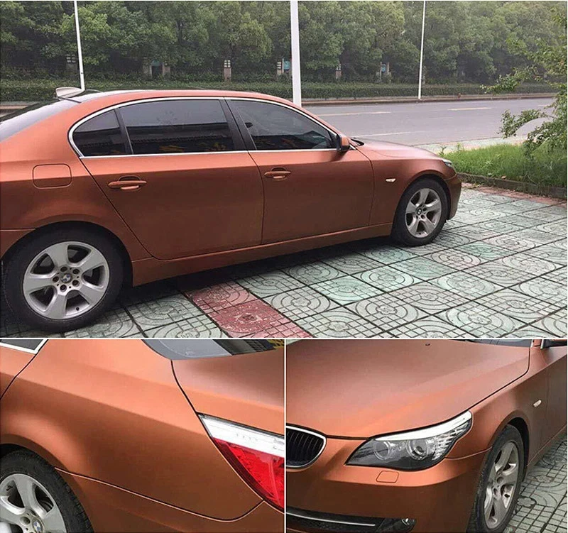 Película envolvente de vinilo de cobre metálico mate, autoadhesiva, lámina para automóvil de liberación de aire