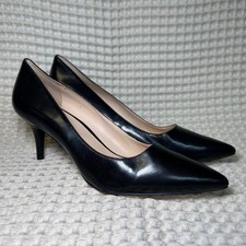 Nine West Y2K Margot Black Leather Pointed Toe Stiletto Heels Women's Size 8M