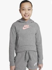 Nike Girl's Sportswear Club Fleece Hoodie Little Kids/Big Kids Gray Pink Size S