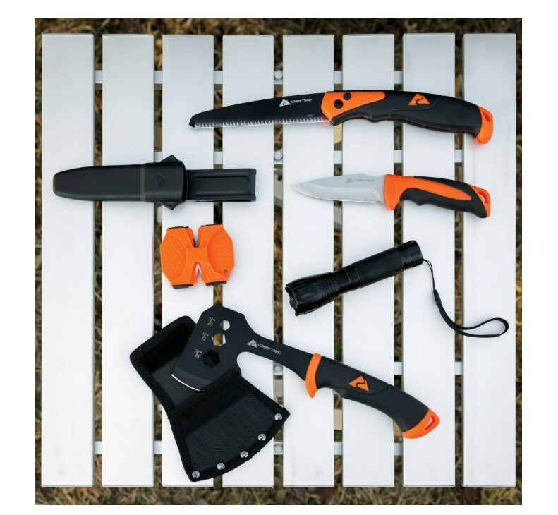Ozark Trail 7-Piece Camping Tool Set with Hammer, Axe, Flashlight