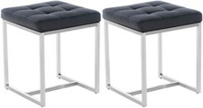2er Set Sitzhocker Barci Edelstahl Fußhocker Polsterhocker Sitzwürfel Hocker