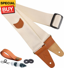 Guitar Strap with Pick Pocket, Vintage Nylon Full Grain Leather Ends Guitar Stra