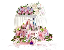 3D Pop Up Greeting Card Handmade Bird Couple Family Birthday Anniversary Friends