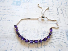 FAS Sterling Silver African Amethyst Slide Clasp Bracelet  29C12