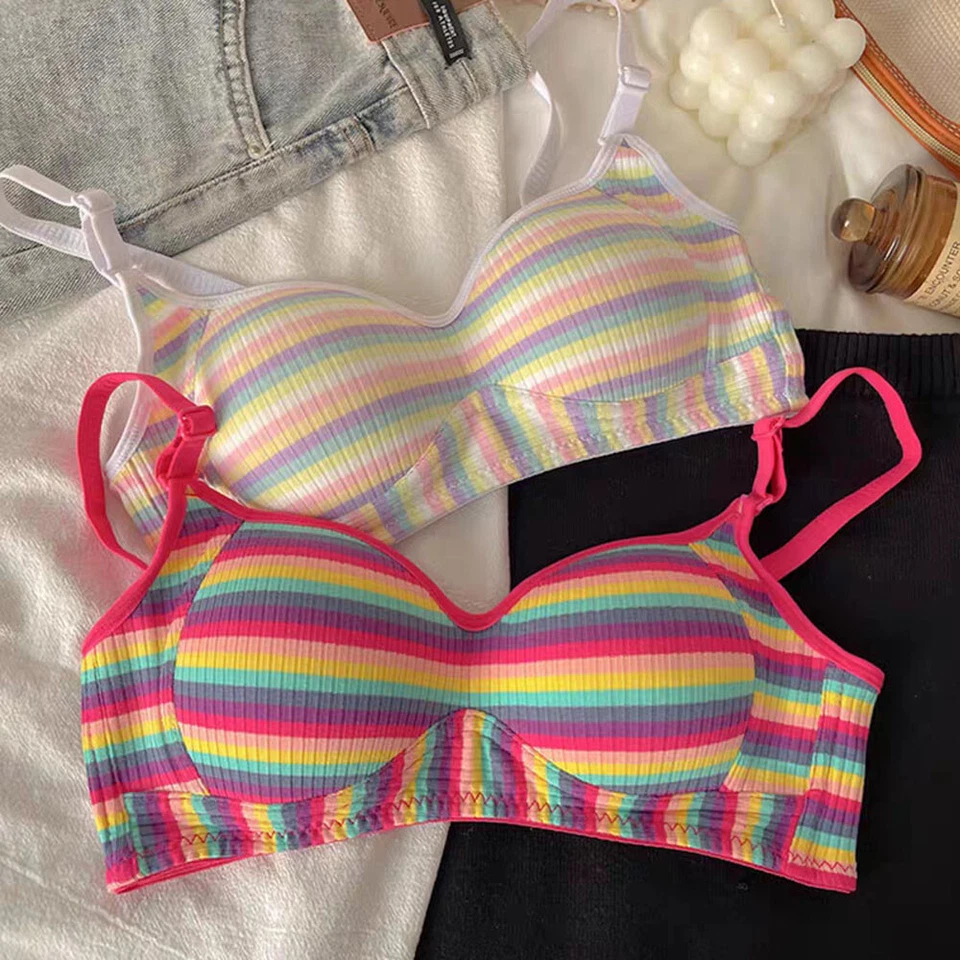 Mujeres Sujetador Push Up Inalámbrico Sin Costuras Rayas 3/4 Copa Acolchado Reunión Sujetador Chaleco *⇓ Foto 4 de 4