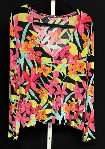 Mark Singer Softwear S L Slinky Floral Open Front Top Cardigan Women’s ...