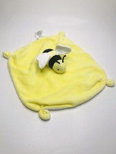 Burts Bees Blue Bee Baby Lovey Security Blanket Knotted Corners Crinkle Cotton
