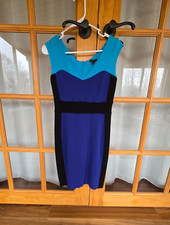 Ann Taylor Dress Class Career Business Casual Blue Purple Color Block Size 2