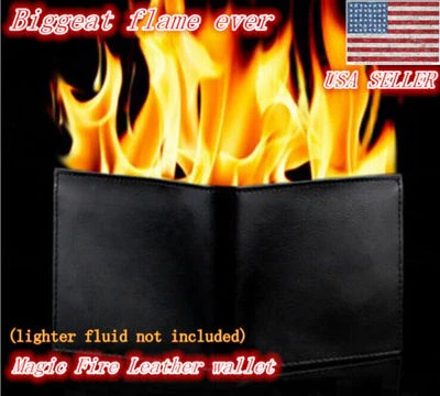Magic Trick Fire Flaming Wallet Leather Street Show Close up Magic Pros-See Demo - Image 1 of 4