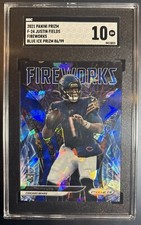 Justin Fields 2021 Prizm Fireworks Blue Ice Prizm RC /99 New York Jets