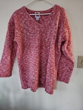 Vtg JK America Woman's Pink And White Wool Blend Sweater Sz 14/16 Y2k Preppy
