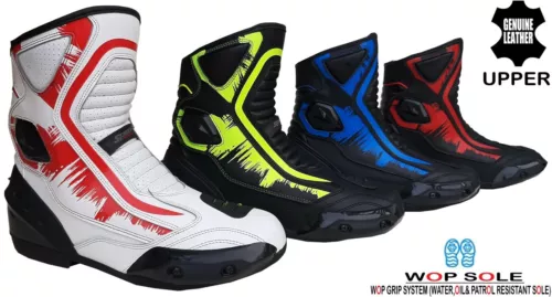 MENS BLACK LEATHER MOTORBIKE / MOTORCYCLE RACING BOOTS SPORTS SHORT SUMMER SHOES