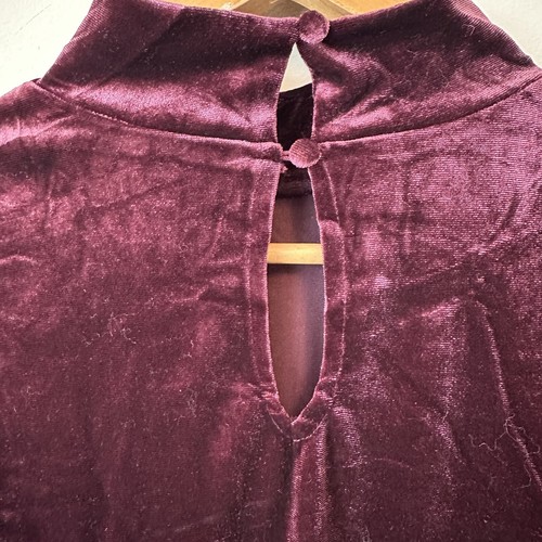 Laundry by Shelli Segal Velvet Blouse Mock Neck Burgundy Top Sz Small S Puff New - Picture 5 of 11