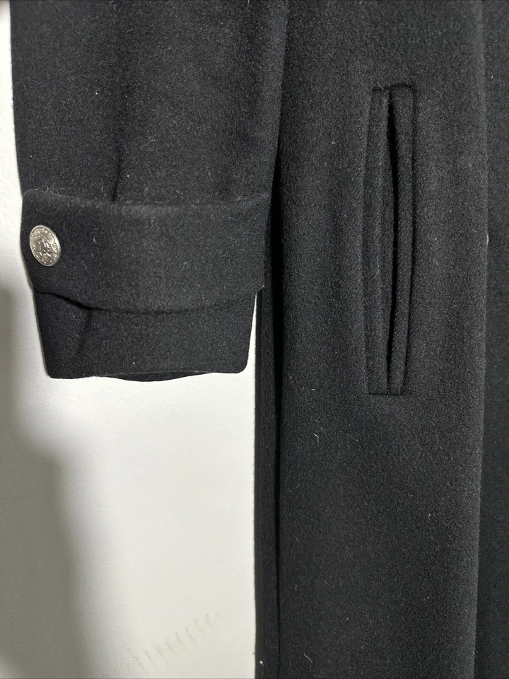Fleet Street Women Black Long 100% Pure Wool Double -Breasted Coat Size 6 USA - Image 4 of 4