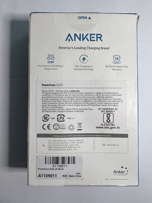 Anker Powercore 5000 Portable Charger, Ultra-Compact 5000Mah External Battery
