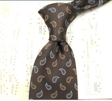 New Classic Paisley Blue Brown JACQUARD WOVEN 100 Silk Men's Necktie Tie