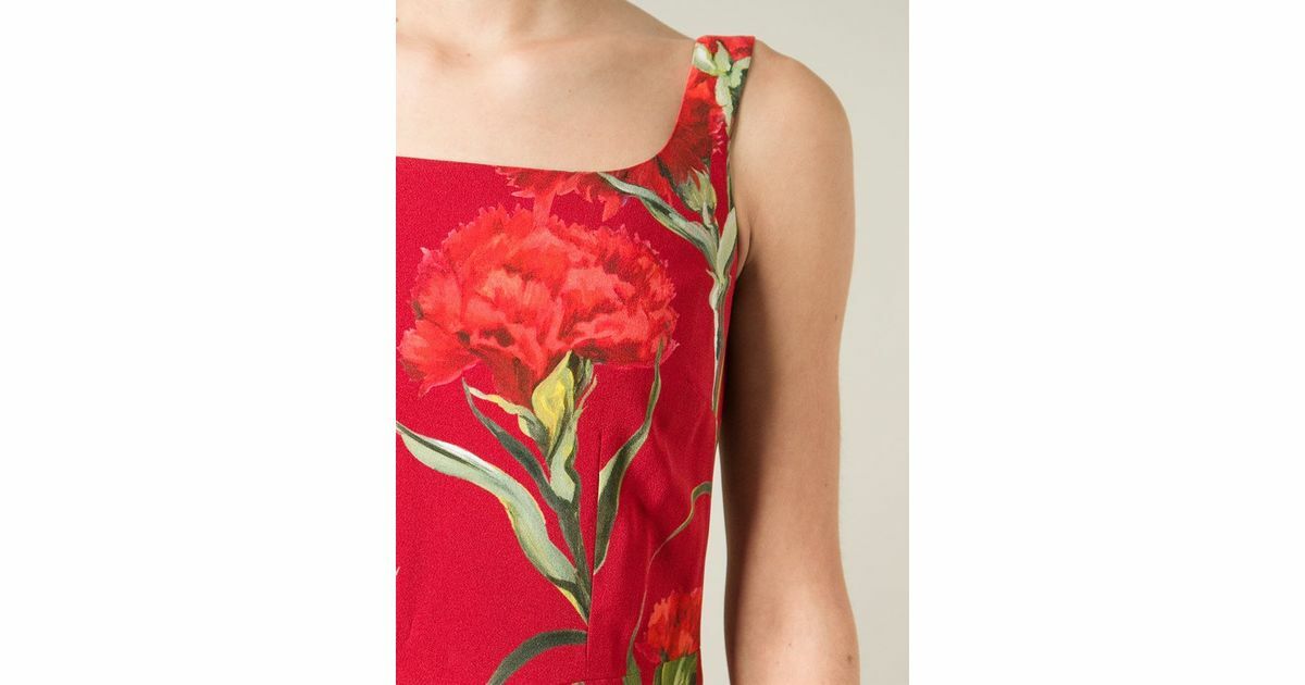 残りわずか☆Dolce & Gabbana☆チェリー ボディコン ドレス 🌺 DOLCE & GABBANA Red Carnation Floral Print Square Neck