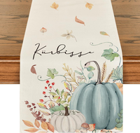 Blau KüRbisse Blumen BläTter Herbst 40X140 Cm | Saisonal Hause Wohnzimmer Deko