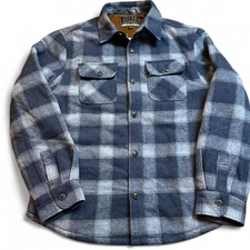 Jachs New York blue plaid Sherpa lined shacket with pockets size large