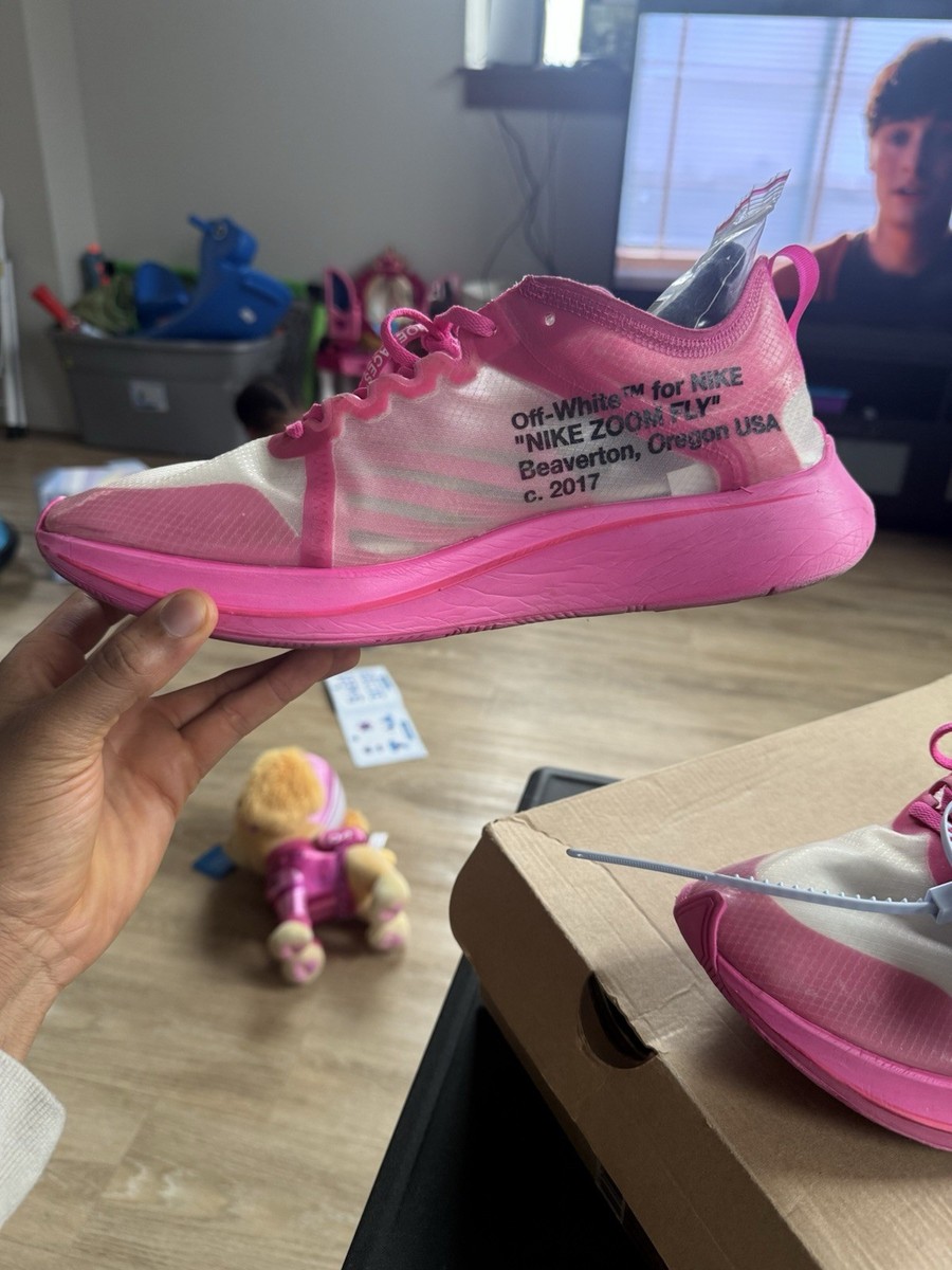 Nike Off-White Men's Running Shoes Zoom Fly SP Tulip Pink, Size