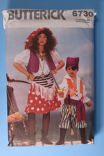 Butterick 6730 Boys Girls Pirate Costumes Vintage Uncut Sewing Pattern All Sizes