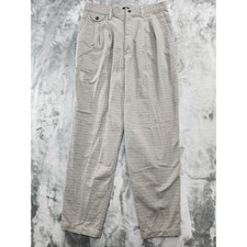 Vintage Lee Casuals Pants Womens 14 Gray Plaid High Rise Pleated Tapered Preppy