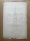Original Architectural Drawing - Bell Tower Frame Study - Signed & Dated 1902