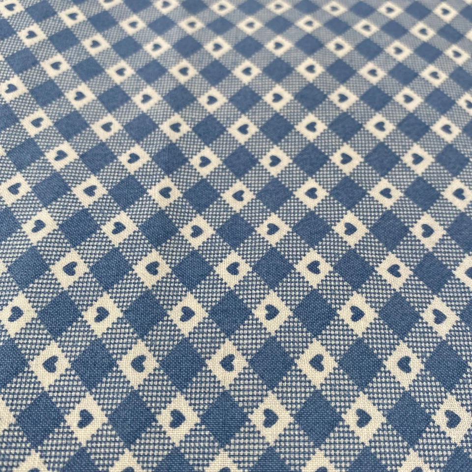 Corazones a cuadros azules vintage Country Classics Old Country Store algodón 1 yarda Foto 2 de 4