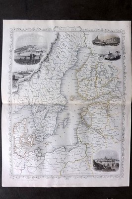 H. Tyrrell & Tallis Rapkin 1858 Antique Map. Baltic Sea