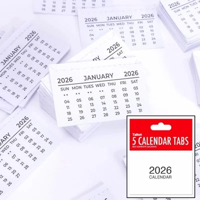 TALLON Pckungen Von 5 2026 Mini Kalender Polster Laschen Monat Ansicht Selbstklebend