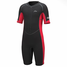 NWT Hevto Youth 2mm Shorty Wetsuit Black/Red Front Zip Short Sleeve Size 14 Slim