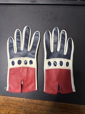 Vintage Van Raalte Womens Medium Red/White/Blue Leather Driving Gloves