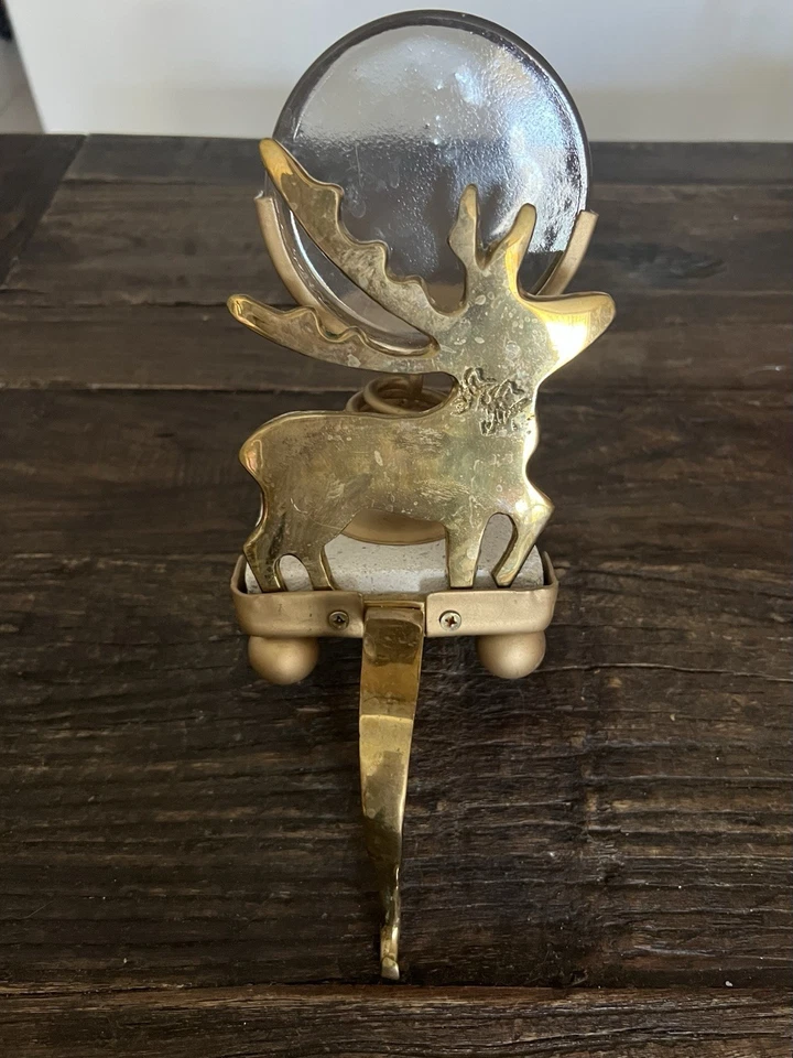 Medias de reno de Navidad de latón vintage velas base de piedra pesada X2 Foto 3 de 4