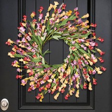 Spring Wreath 24" Not Withering Artificial Floral Wildflowers Indoor Outdoor