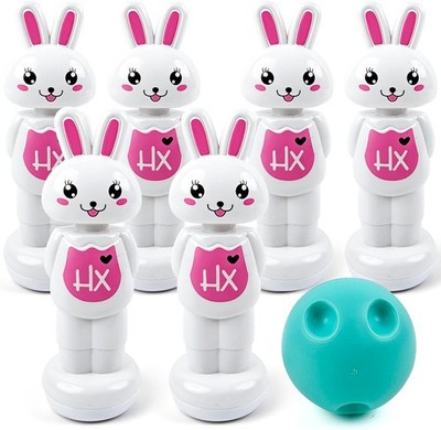 KEAGAN Mini Bowling Set, Bowling Spielzeug, Kegeln Spiel Set mit 6 Bunny Pins 1 Ball