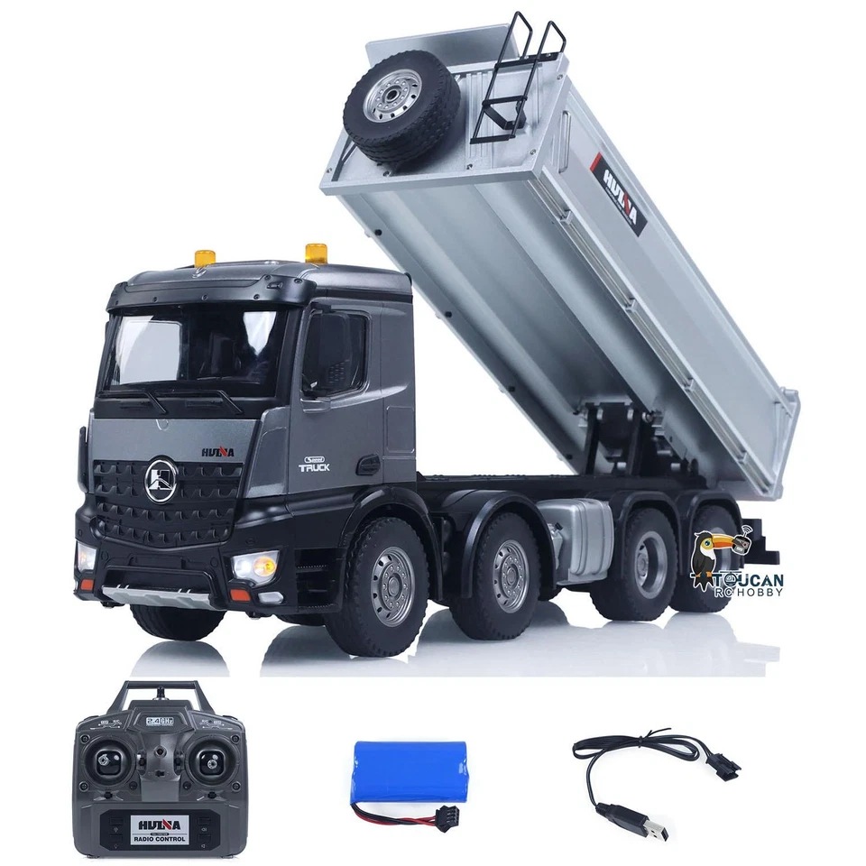 Bonus Price HUINA 1/14 RC Dump Truck 12CH RTR Tipper Light Sound Effect Battery - Image 3 of 4