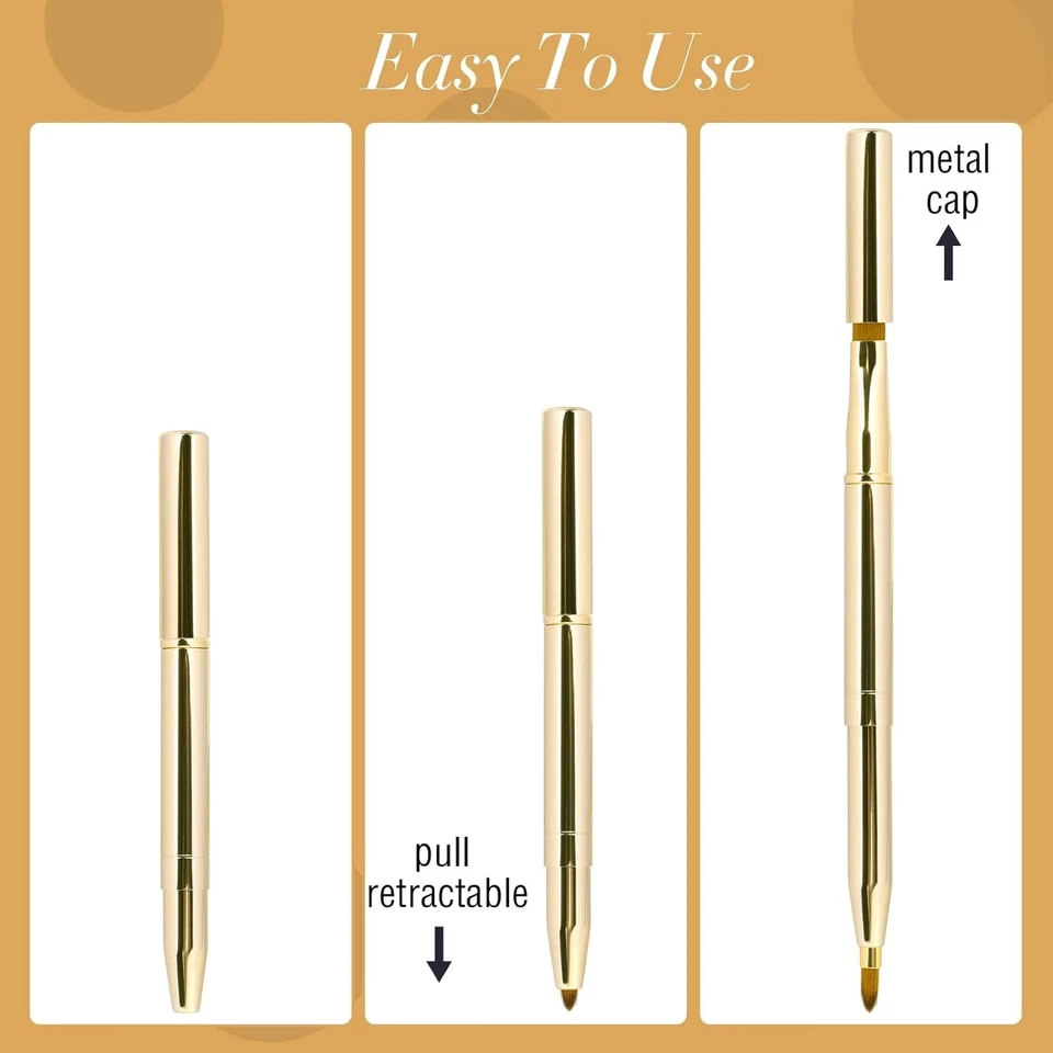 Paquete de 2 brochas de labios retráctiles para lápiz labial brillo de labios cepillo de maquillaje de labios de doble extremo Foto 4 de 4