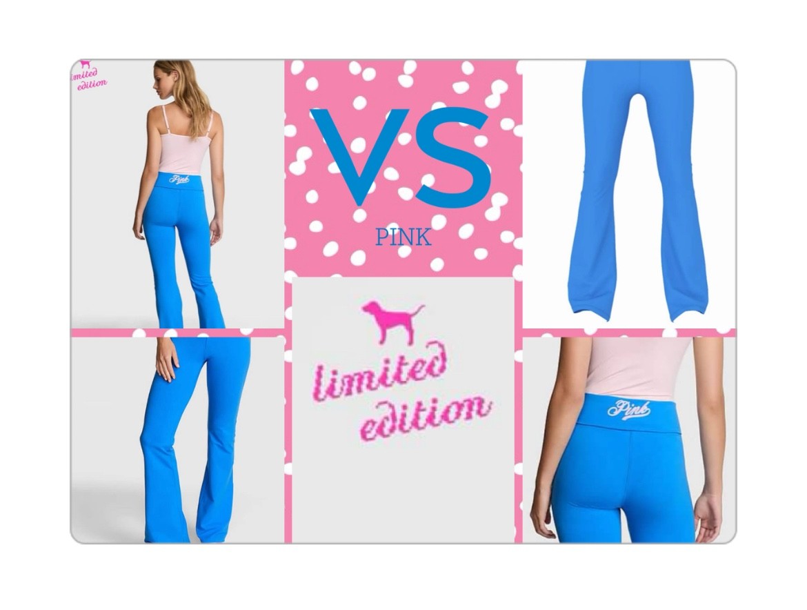 Victoria's Secret PINK Limited Edition Blue Charge Foldover Flair Leggings