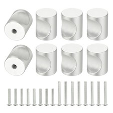8 Pcs Cylindrical Aluminum Alloy Knobs, Single Hole Pull with Screw, 16mm Silver