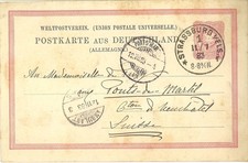 Deutsches Reich / Schweiz: Ganzsache Strassburg - Neuchatel, 1883