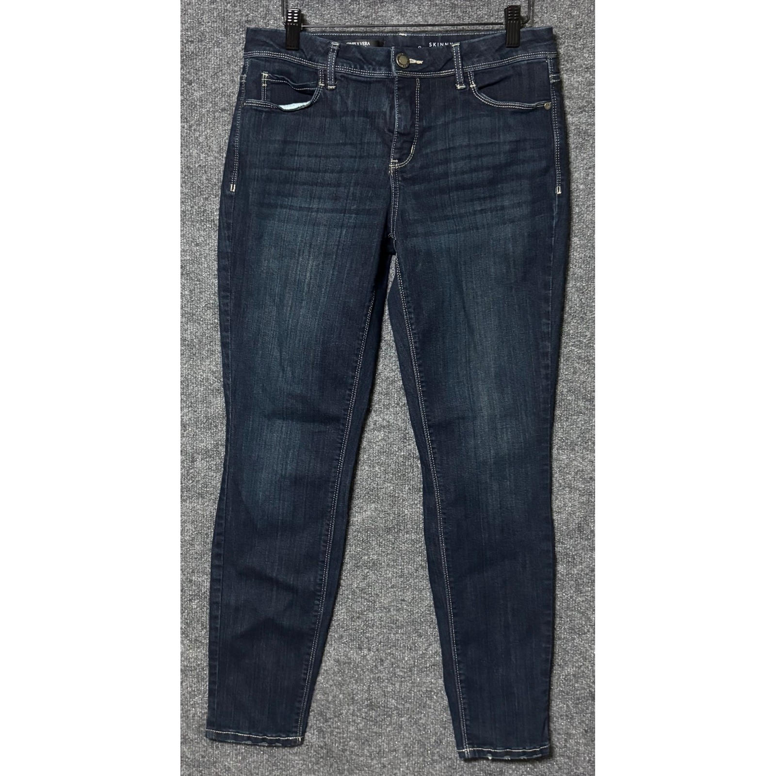 Simply Vera Vera Wang Women's Skinny Mid Rise Dark Wash Denim Jeans Size 8