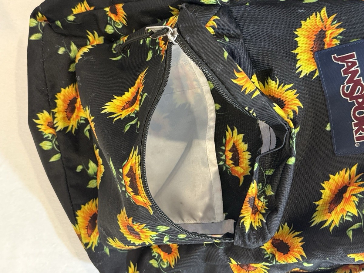 black sunflower jansport backpack JanSport Sunflower Superbreak Plus Black Backpack Book Bag
