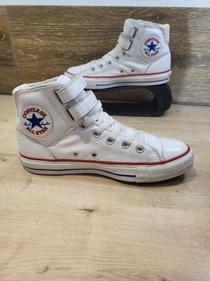 Converse Chuck Taylor All Star Leder UK 6 High Top Klett Schnürschuhe weiß